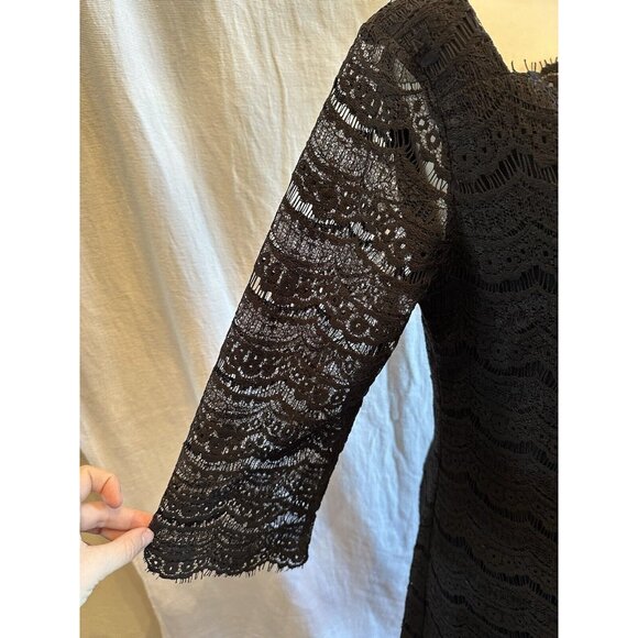 White House Black Market Scallop Victorian Lace Shift Cocktail‎ Party Dress Sz M - Picture 3 of 11